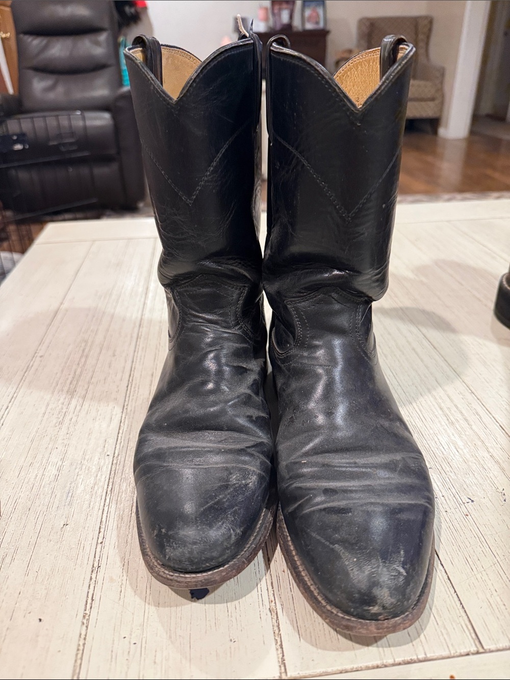 Justin Boots Black Leather Women’s Cowboy Boots